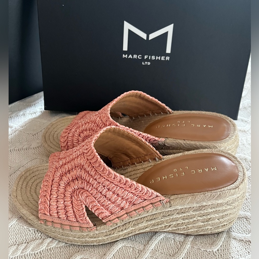 Marc Fisher Pink Woven Wedge platform Sandals Designer Women’s Size 9 - Picture 5 of 14
